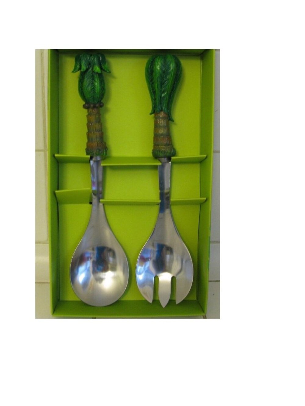 Kitchen Salad Server Palm Tree Serving Pasta  Set 2 piece Supreme 18/8 stainless